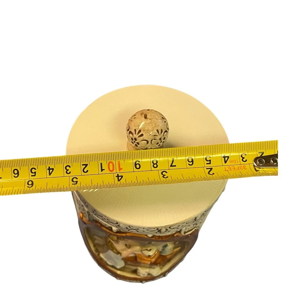 Vintage Ceramic Kitchen Canister Relief Girl Scene Cottagecore Cream sears 70s